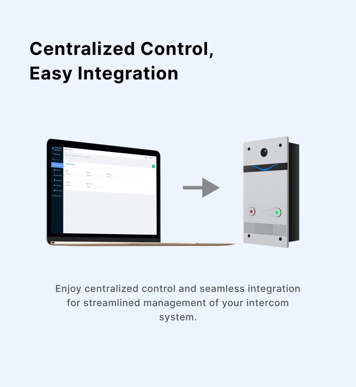 Intelligent Access Intercom Terminal Video Intercom panel with facial recongnition and Alarm fuction, enjoy centralized control and seamless integration for streamlined management of your intercom system