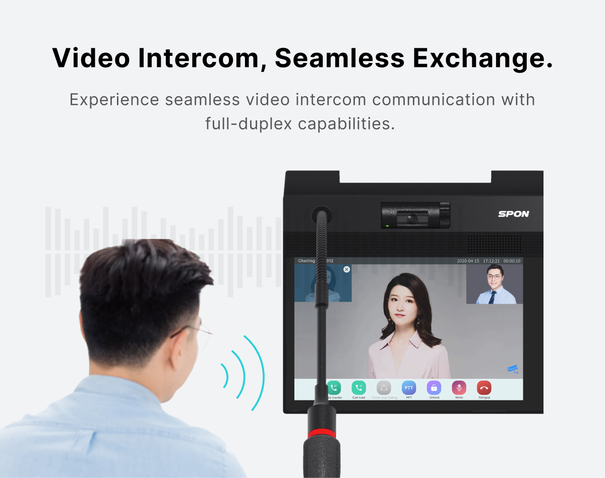 IP video intercom master station, hd touchscreen, Two way full duplex communications. experience seamless video intercom communication with full-duplex capabilities
