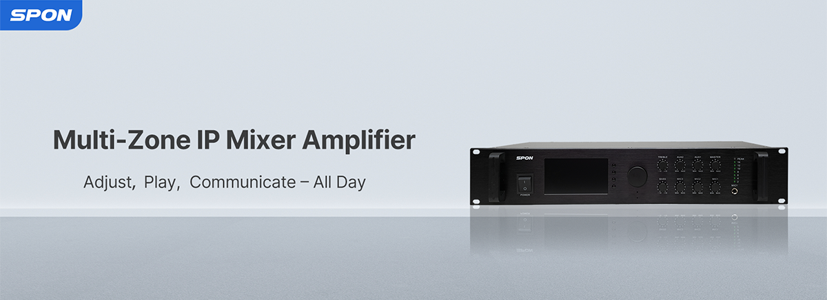 multi-zone ip mixer amplifier. adjust. play. communicate all day