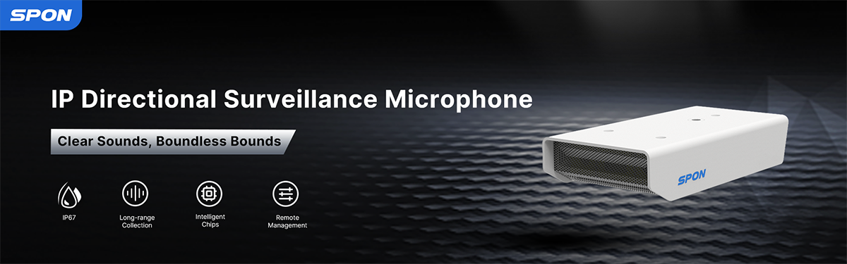 IP Directional outdoor surveillance microphone. Longrange collection, intelligent chips, remote management. IP67 waterproof