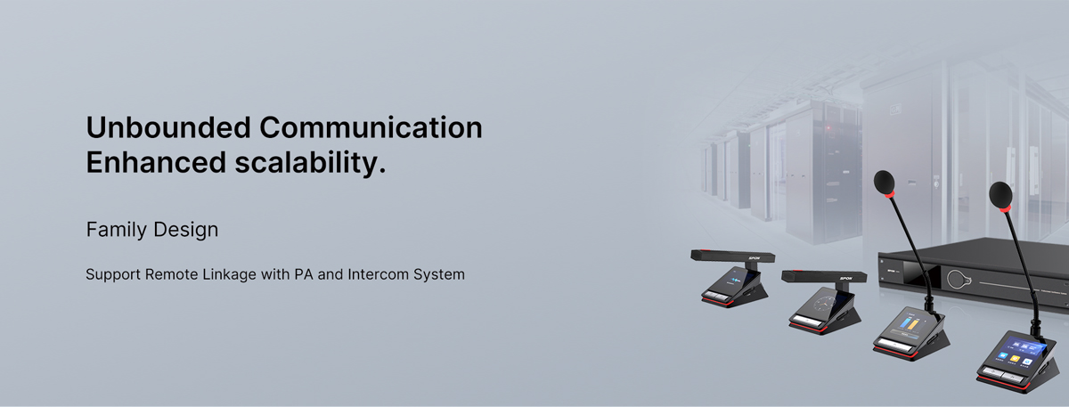 digital conference system, family design, linkage with pa or public address and intercom system