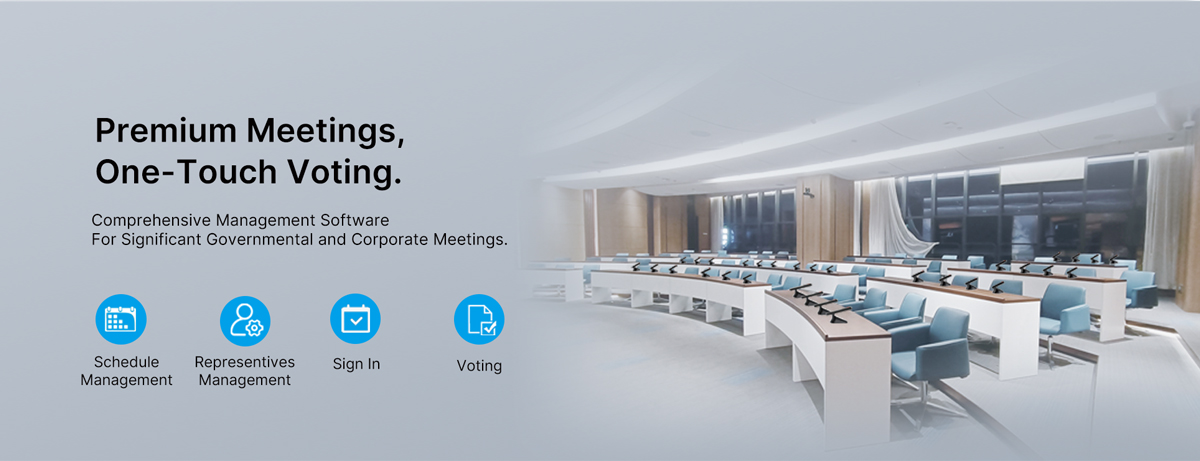 digital conference system, one-touch voting, schedules managment, representives management, sign in, voting