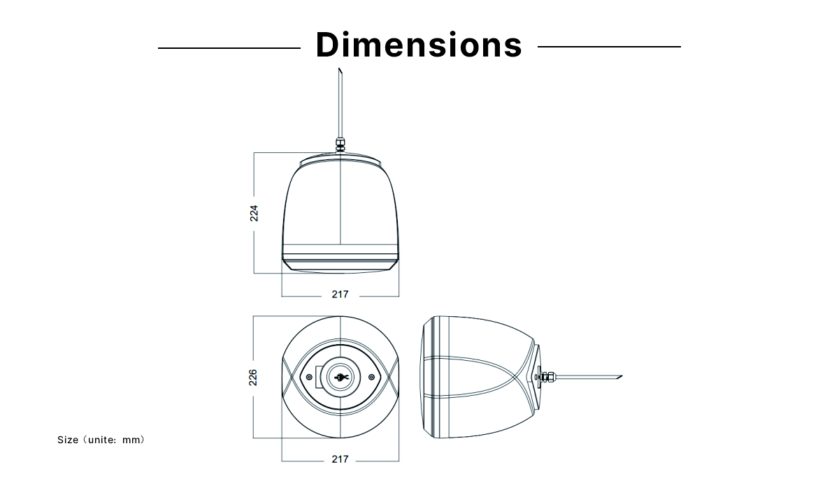 The dimension of the hanging speaker