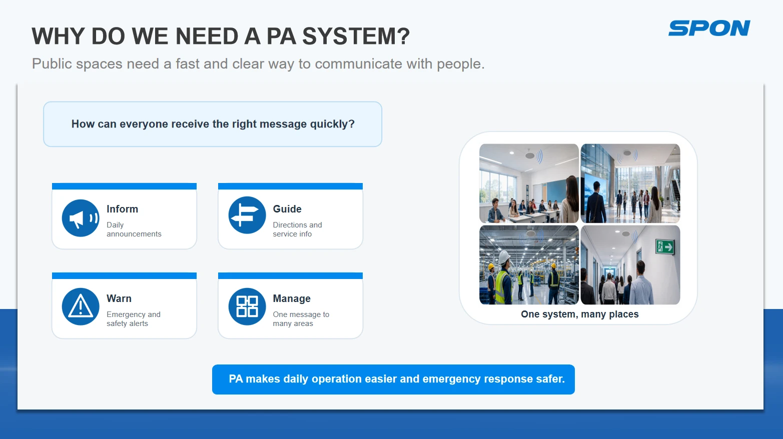 Benefits and scalable architecture of an IP PA system